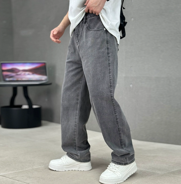 Rupert | Washed Grey Loose Fit Straight Leg Jeans