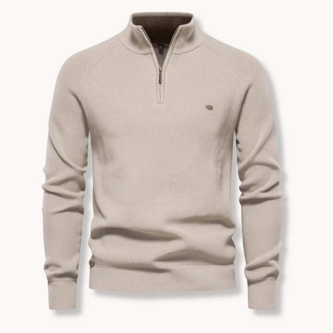 Landon | Men's Quarter Zip Ribbed Knit Jumper