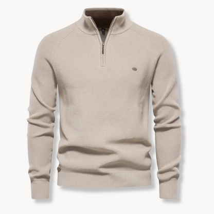 Landon | Men's Quarter Zip Ribbed Knit Jumper