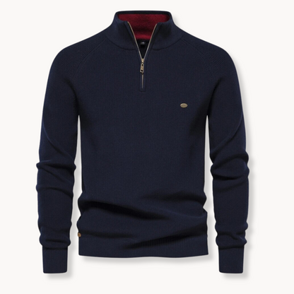 Landon | Men's Quarter Zip Ribbed Knit Jumper