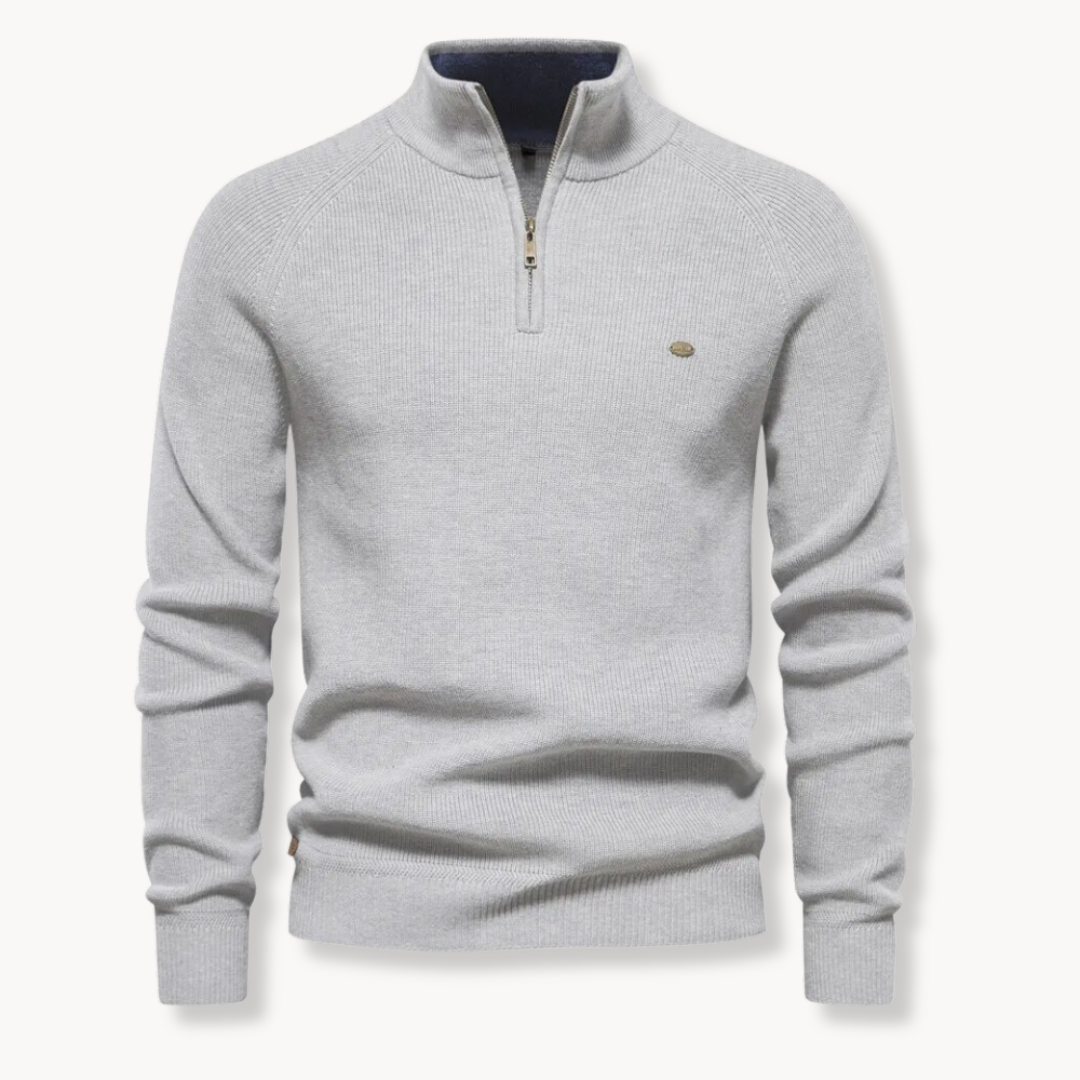 Landon | Men's Quarter Zip Ribbed Knit Jumper