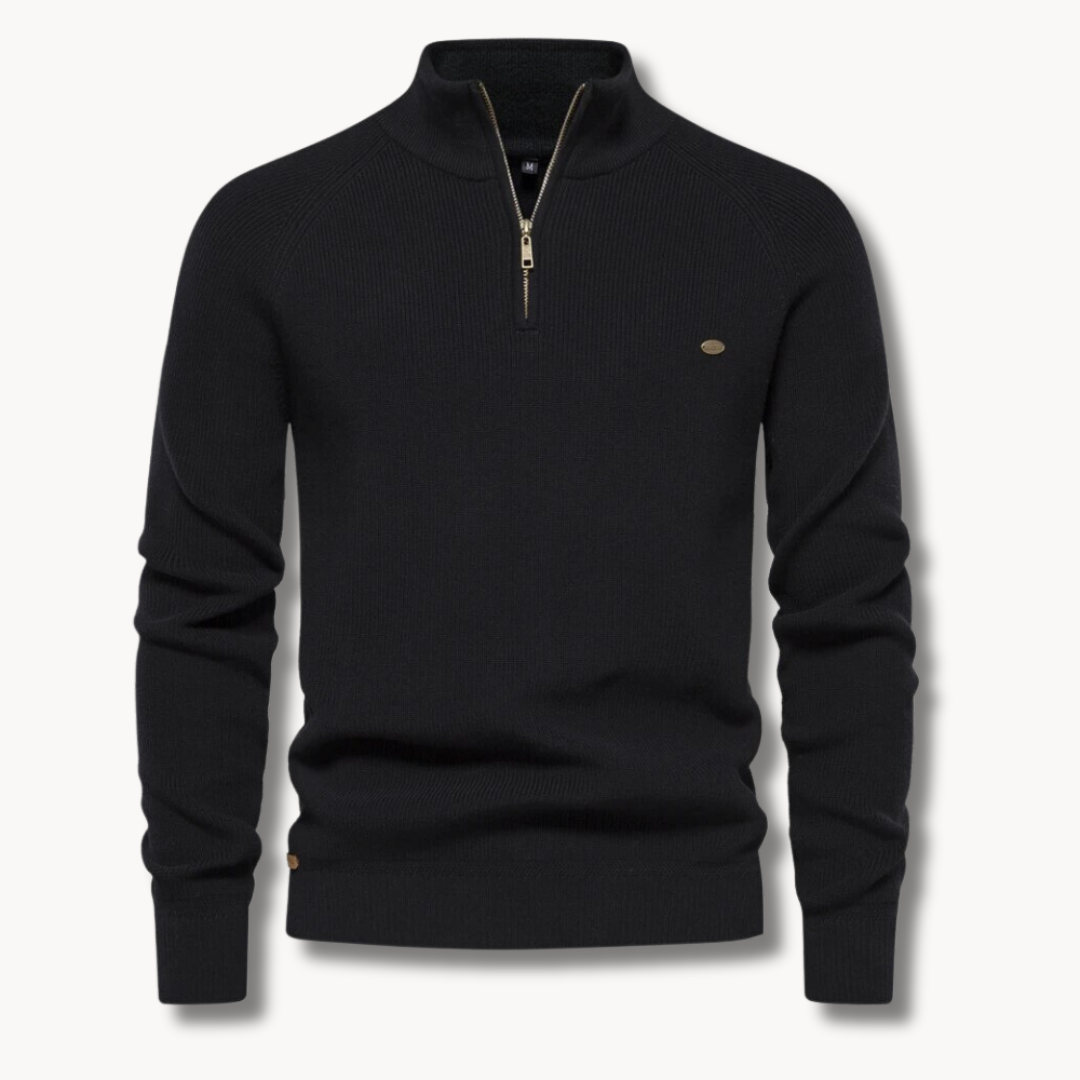 Landon | Men's Quarter Zip Ribbed Knit Jumper