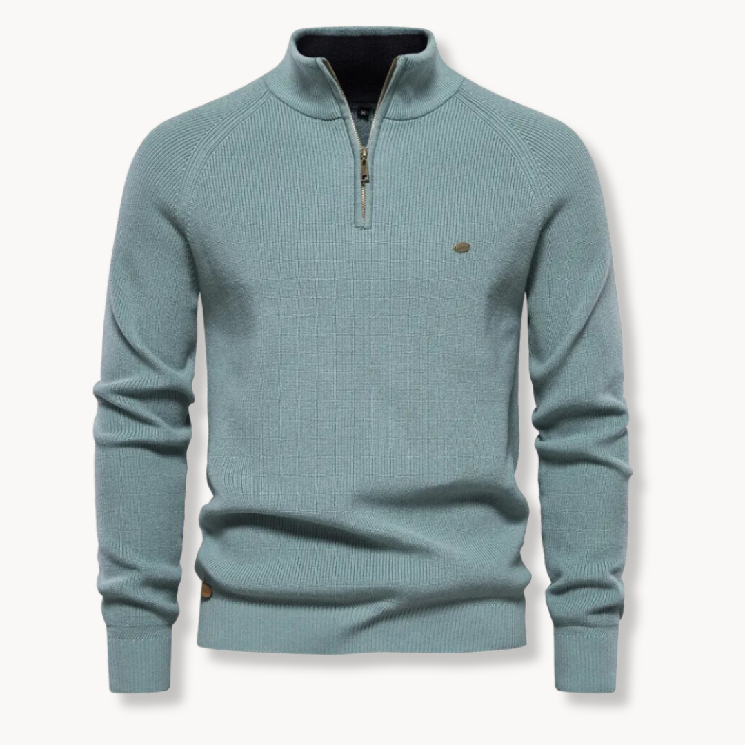 Landon | Men's Quarter Zip Ribbed Knit Jumper