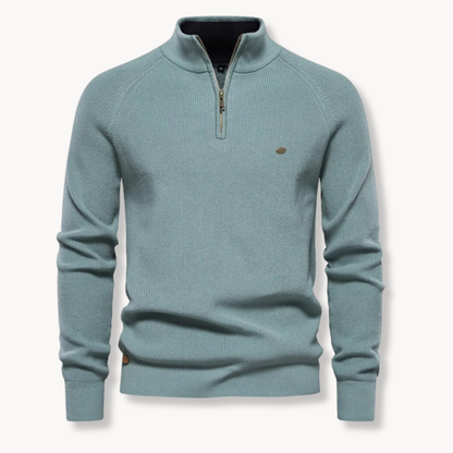 Landon | Men's Quarter Zip Ribbed Knit Jumper
