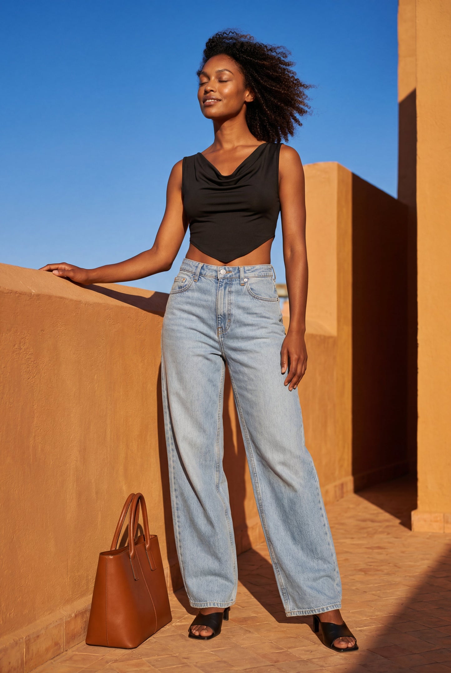 Delphine | Light Wash High Rise Relaxed Wide Leg Jeans