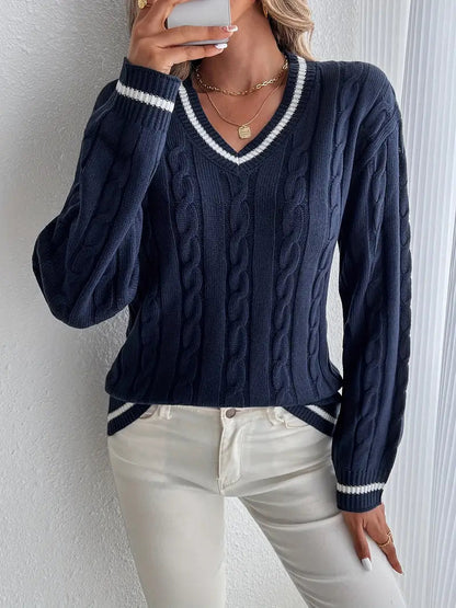 Lilly | Women's V-Neck Cable Knit Jumper