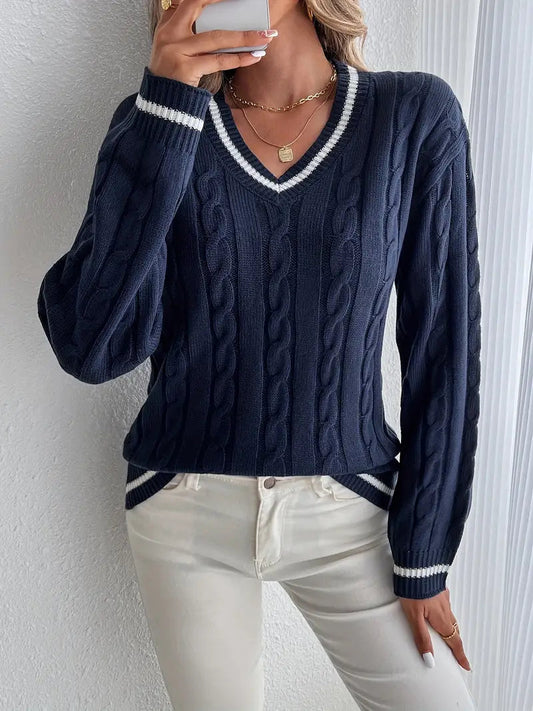 Lilly | Women's V-Neck Cable Knit Jumper
