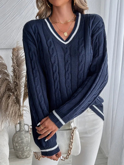 Lilly | Women's V-Neck Cable Knit Jumper