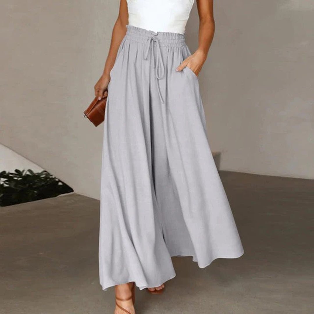 Kinsley | Drawstring A-Line High-Waisted Wide Leg Linen Pants