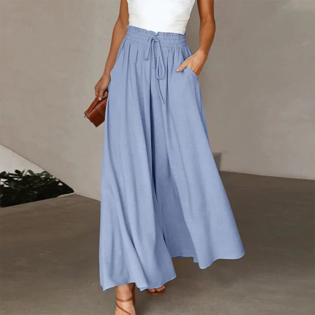 Kinsley | Drawstring A-Line High-Waisted Wide Leg Linen Pants