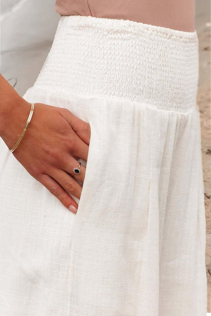 Alexa | Smocked High-Waisted Wide Leg Linen Pants