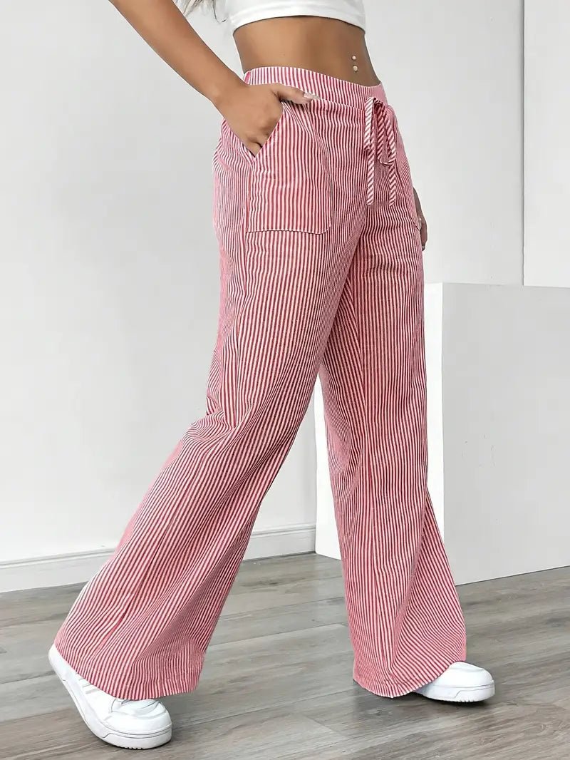 Eleanor | Striped Drawstring Wide-Leg Linen Pants