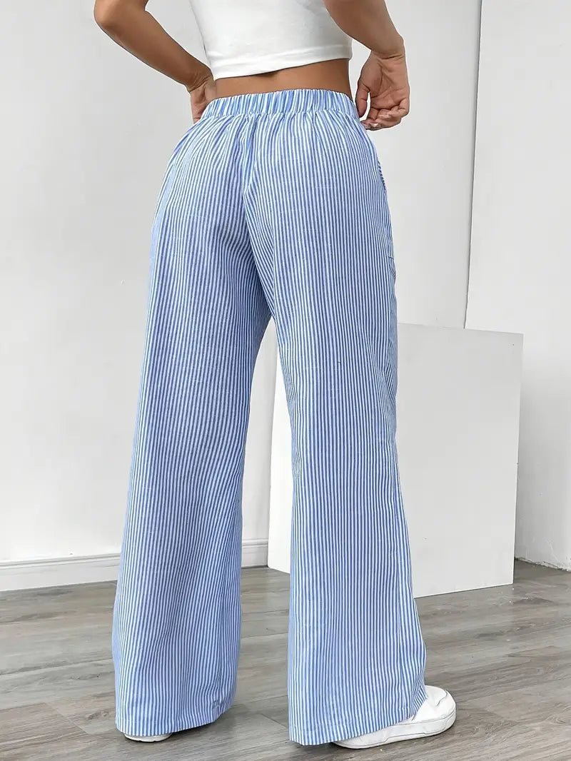 Eleanor | Striped Drawstring Wide-Leg Linen Pants