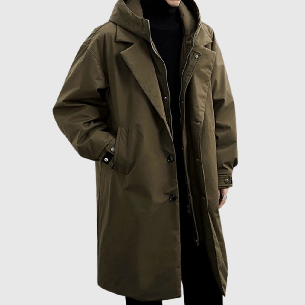 Men's Zip Off Hood Convertible Trench Coat