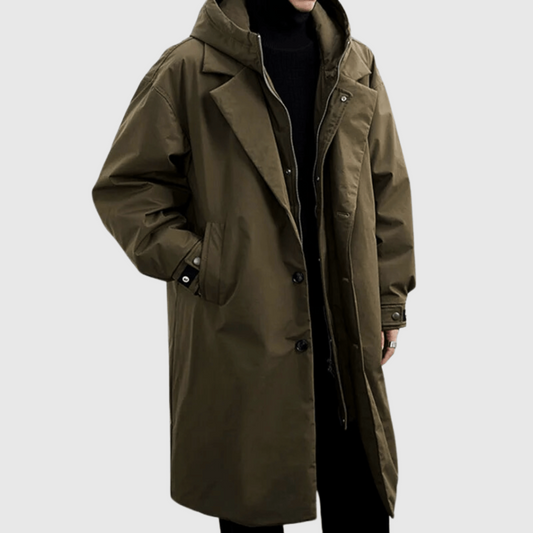 Men's Zip Off Hood Convertible Trench Coat