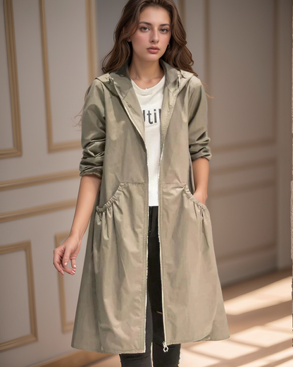 Mia | Women's Longline Hooded Zip Up Jacket