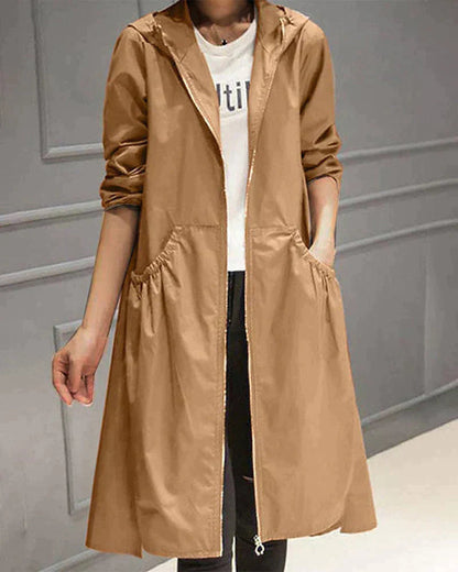 Mia | Women's Longline Hooded Zip Up Jacket