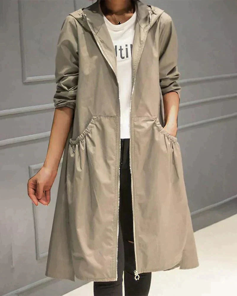 Mia | Women's Longline Hooded Zip Up Jacket