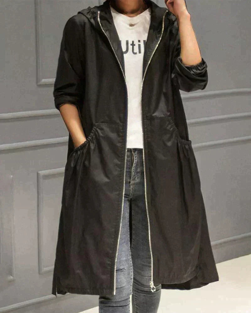 Mia | Women's Longline Hooded Zip Up Jacket