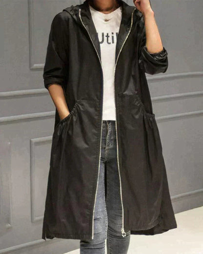 Mia | Women's Longline Hooded Zip Up Jacket