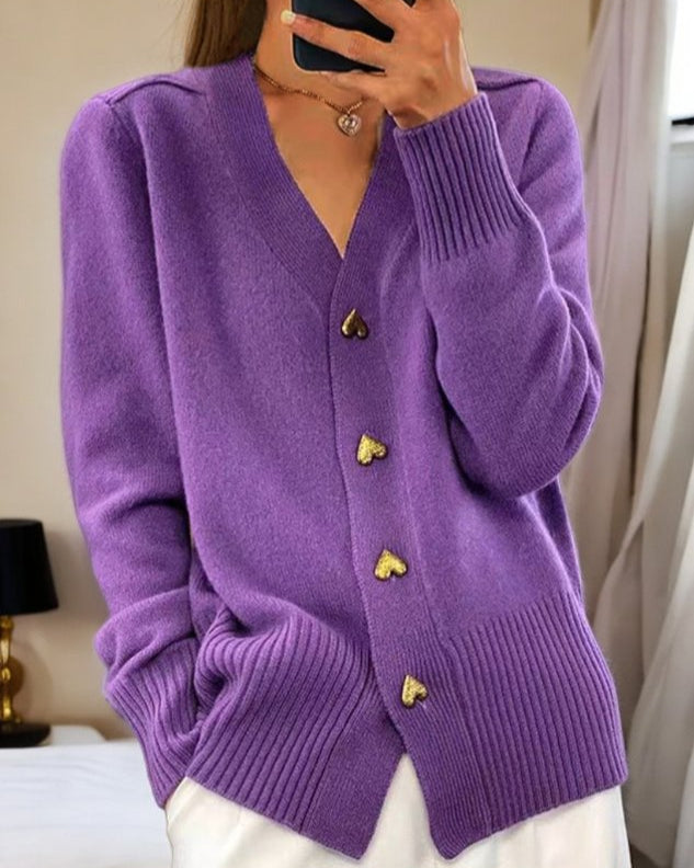 Michaela | Women's Ribbed V-Neck Button Front Cardigan