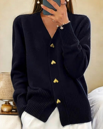 Michaela | Women's Ribbed V-Neck Button Front Cardigan