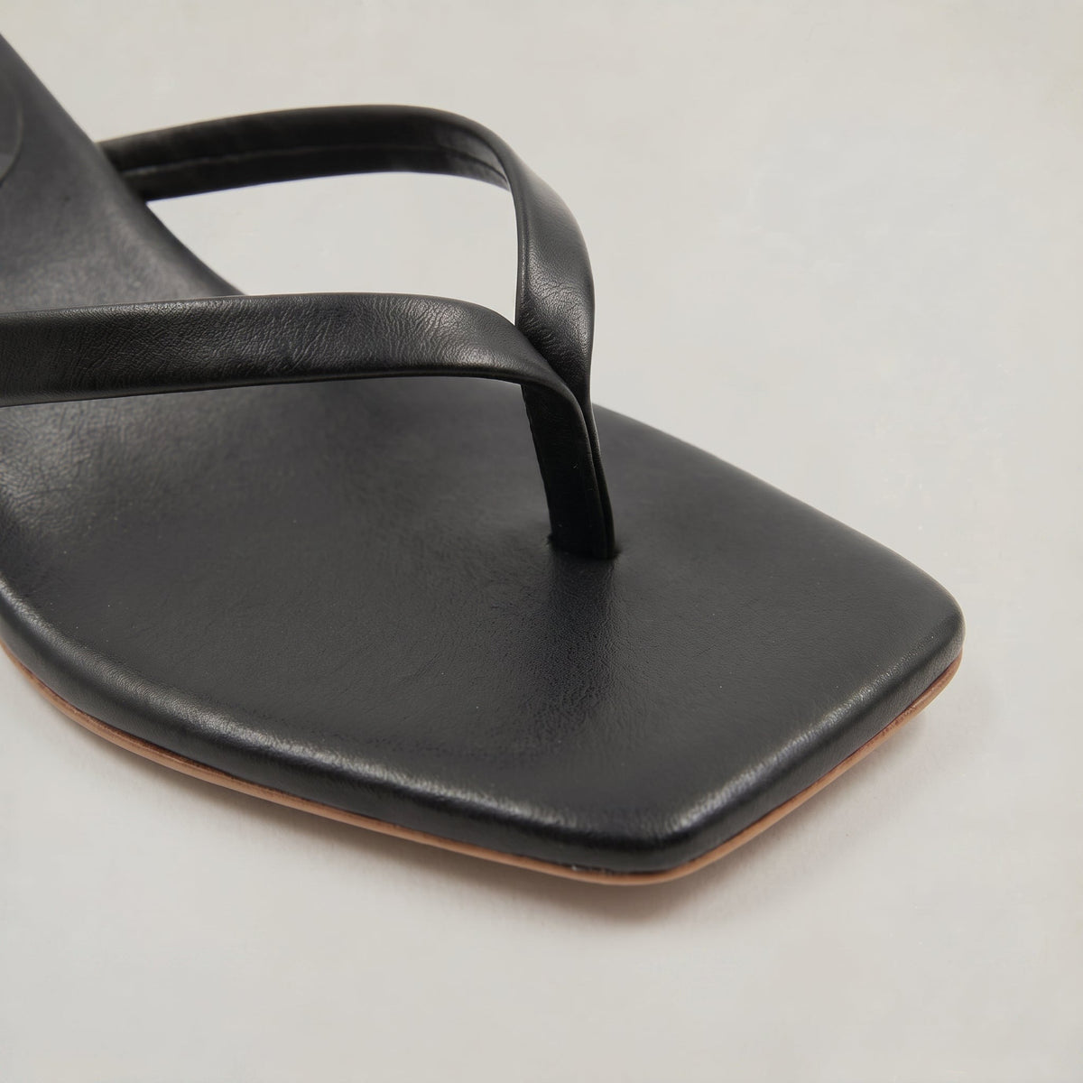 Noelia | Black Square Toe Thong Kitten Heel Sandals 5