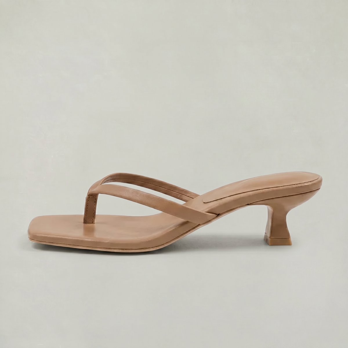 Noelia | Black Square Toe Thong Kitten Heel Sandals 11