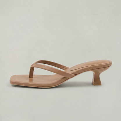 Noelia | Black Square Toe Thong Kitten Heel Sandals 11