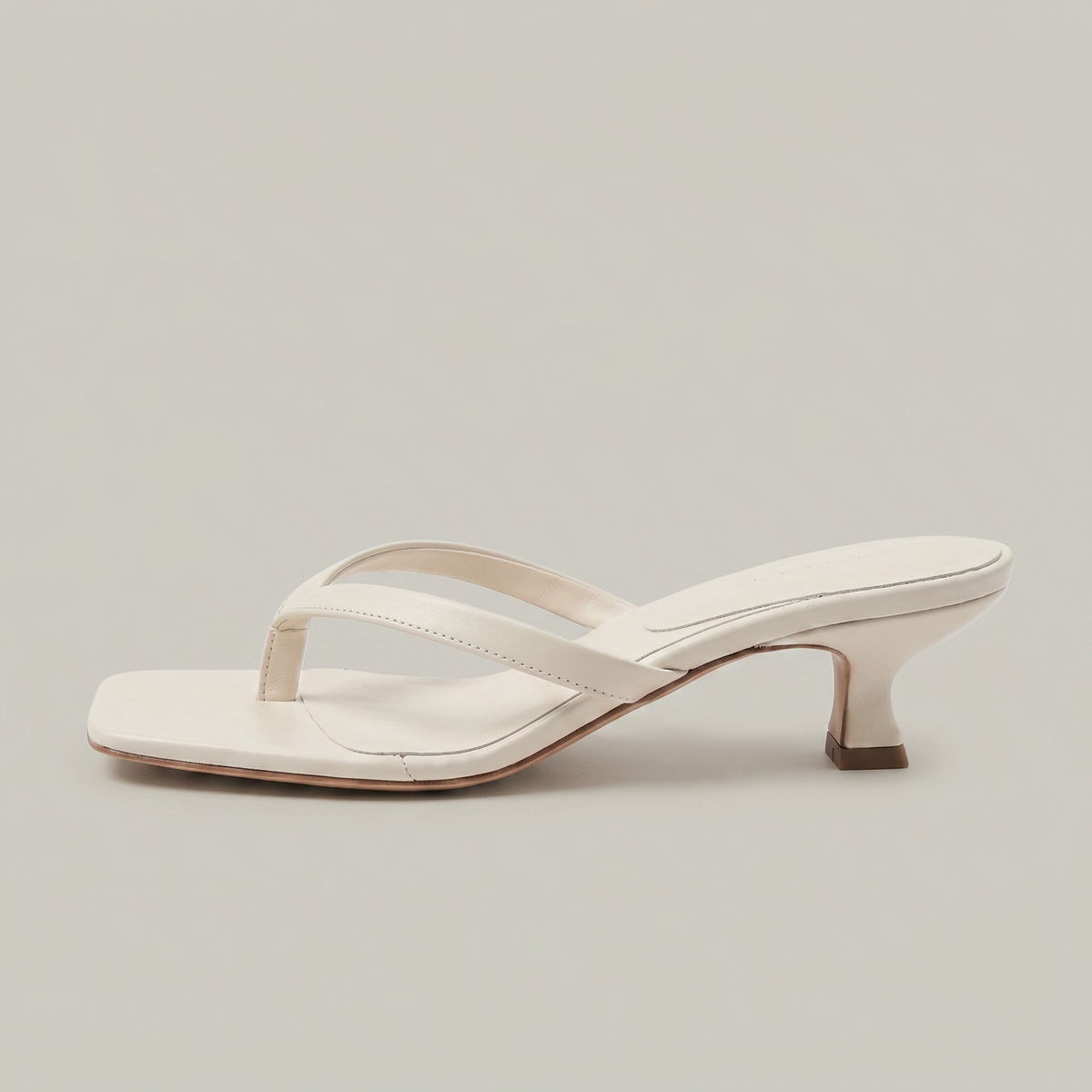 Noelia | Black Square Toe Thong Kitten Heel Sandals 12