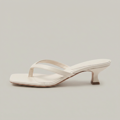 Noelia | Black Square Toe Thong Kitten Heel Sandals 12