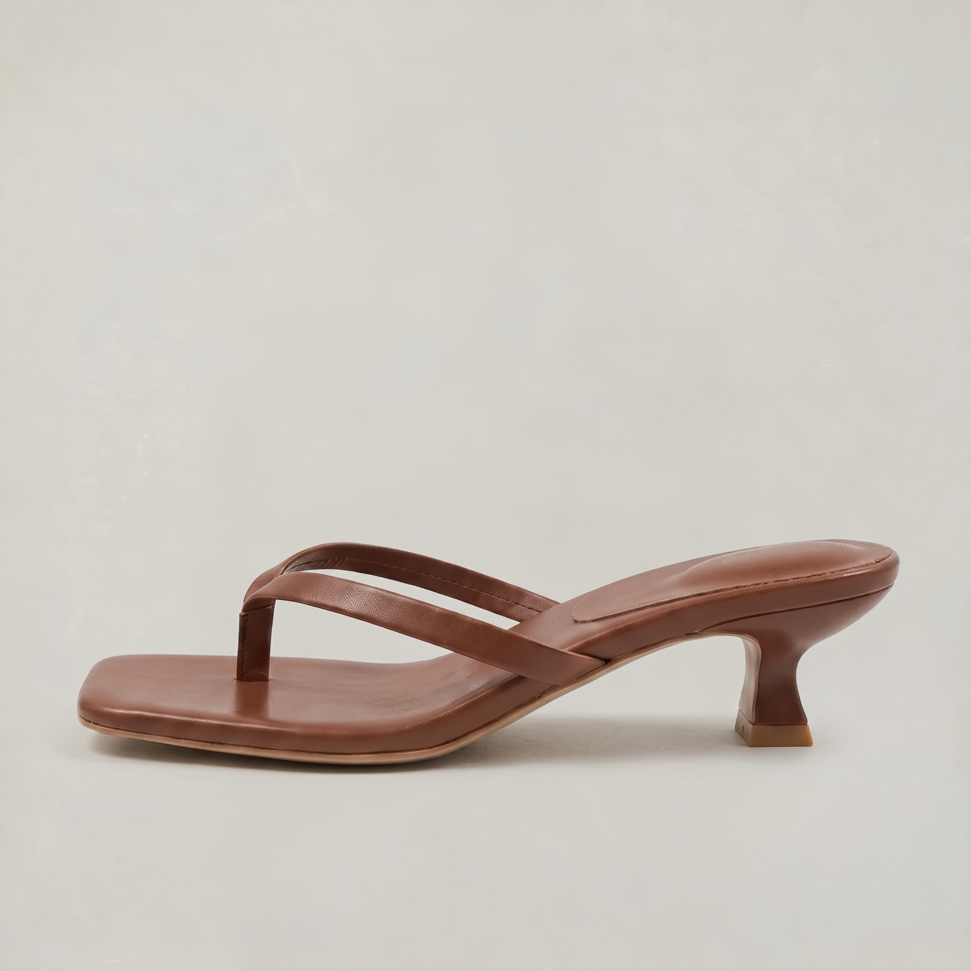 Noelia | Black Square Toe Thong Kitten Heel Sandals 16