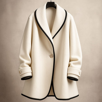 Norma | Women's Collarless Single-Breasted Swing Coat