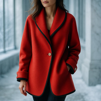 Norma | Women's Collarless Single-Breasted Swing Coat