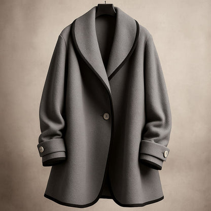 Norma | Women's Collarless Single-Breasted Swing Coat