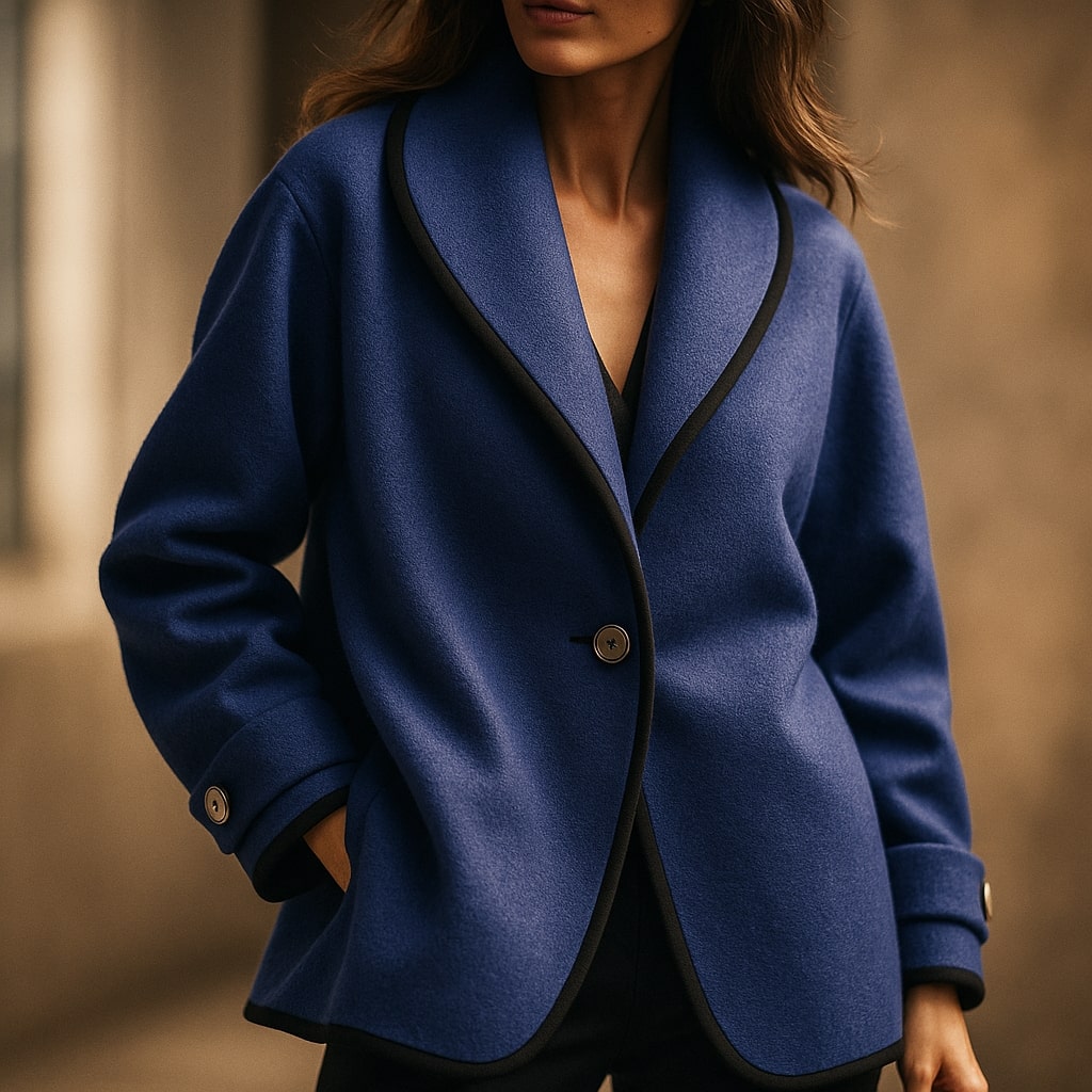 Norma | Women's Collarless Single-Breasted Swing Coat