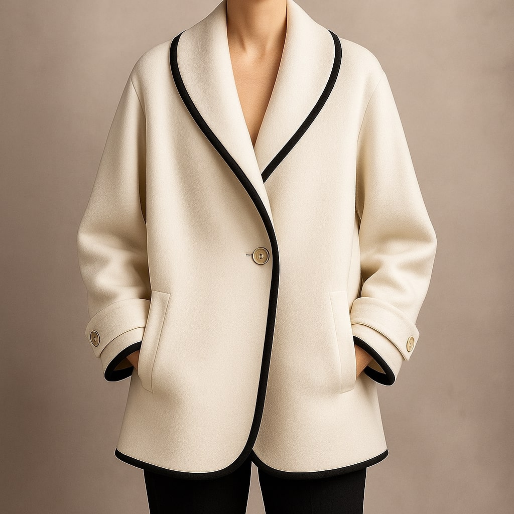 Norma | Women's Collarless Single-Breasted Swing Coat