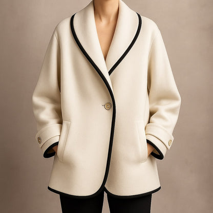 Norma | Women's Collarless Single-Breasted Swing Coat