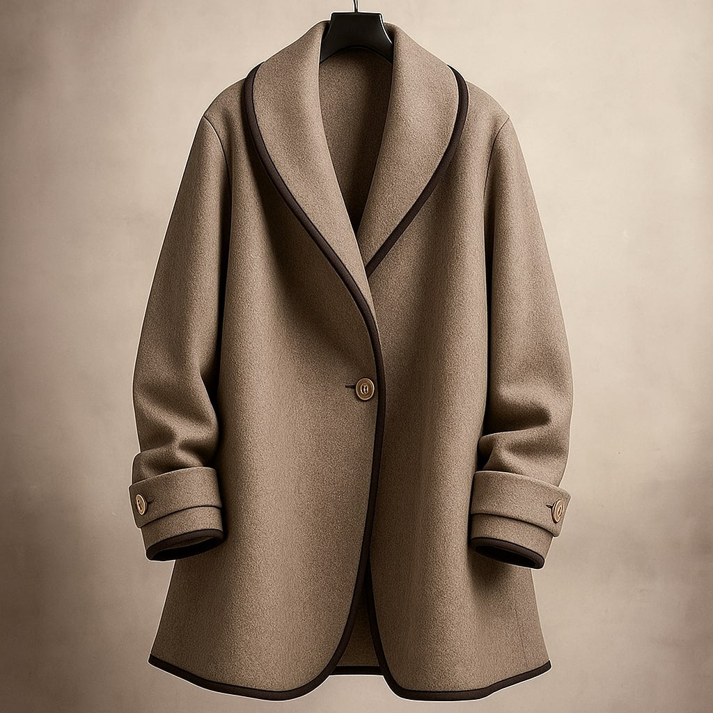 Norma | Women's Collarless Single-Breasted Swing Coat