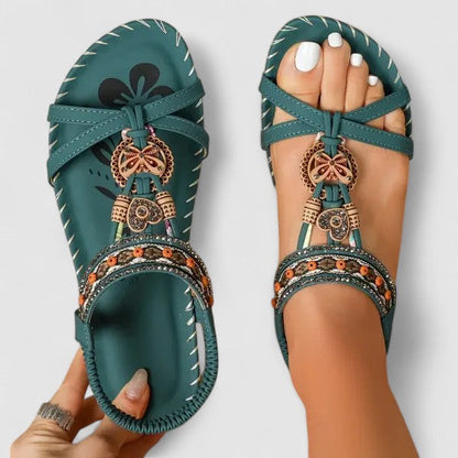 Cadence | Beaded Bohemian Charm Flat Comfort Toe Sandals