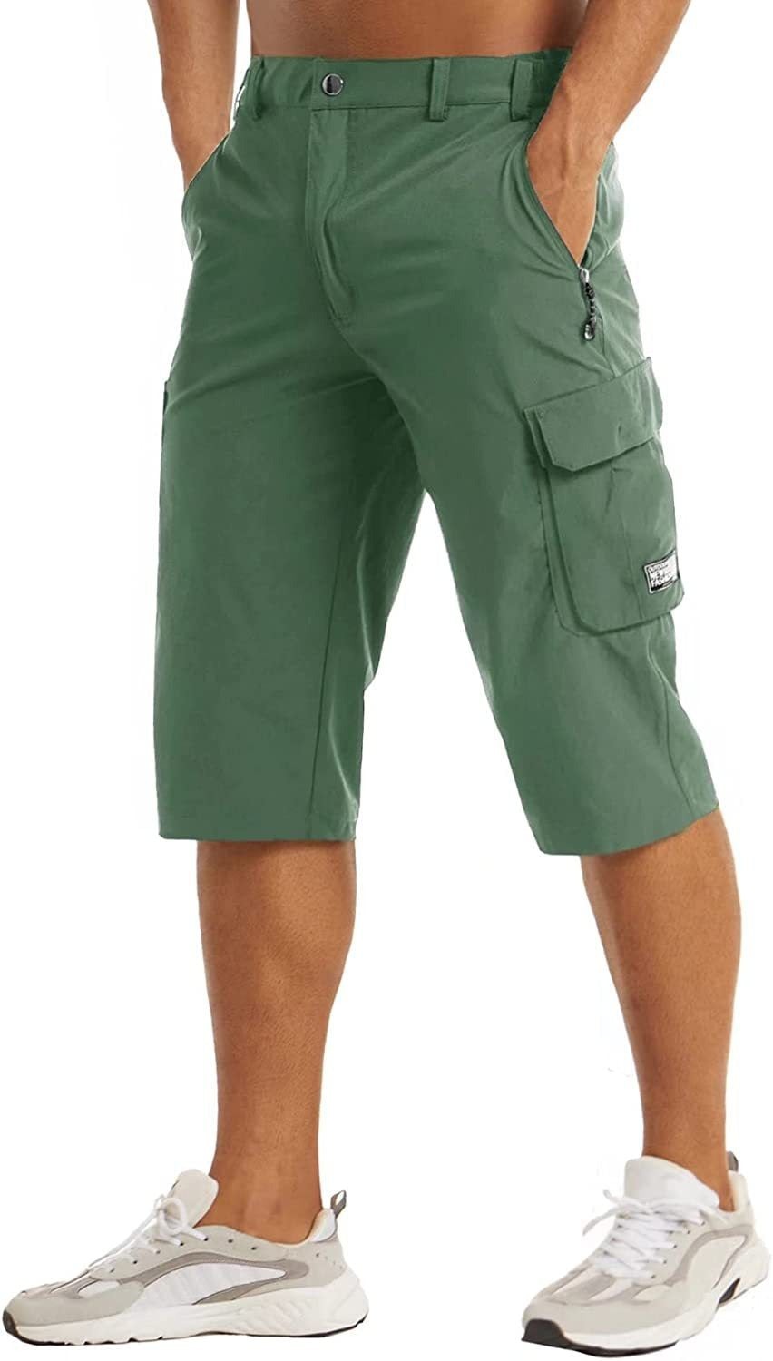 Jerry | Light Grey Cargo Capri Shorts with Zip Pockets 3