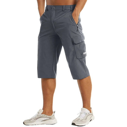 Jerry | Light Grey Cargo Capri Shorts with Zip Pockets 4