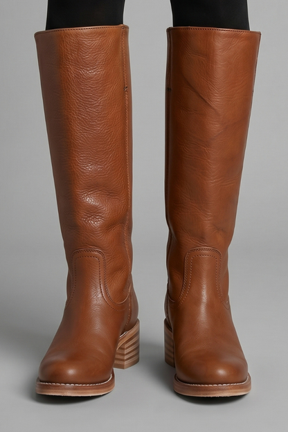Rhiannon | Oxblood Leather Tall Pull On Riding Boots 10