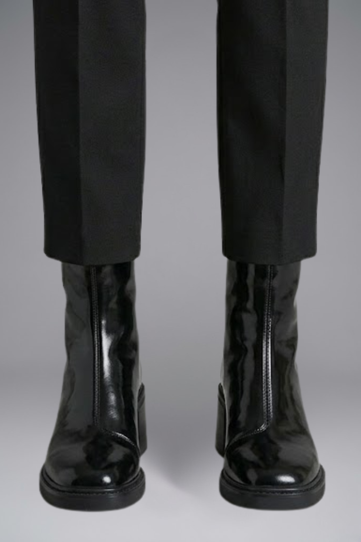 Delyth | Black Patent Ankle Boots with Block Heel 3