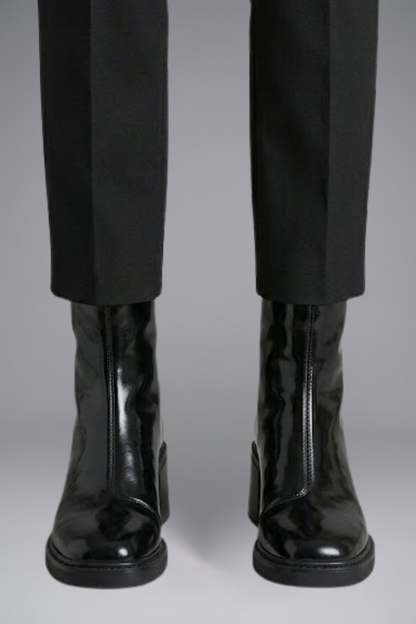 Delyth | Black Patent Ankle Boots with Block Heel 3
