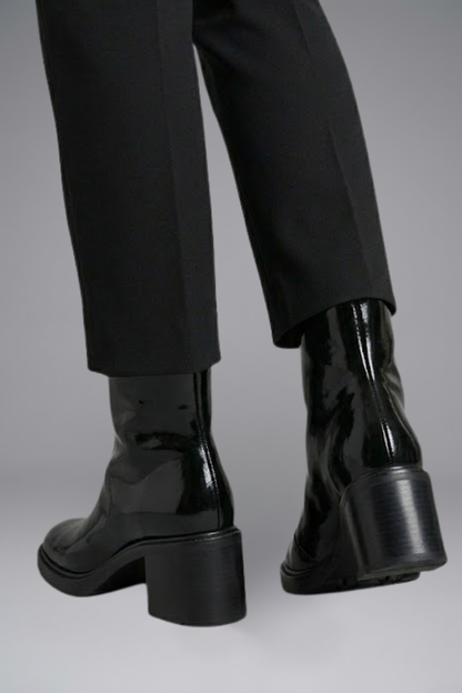 Delyth | Black Patent Ankle Boots with Block Heel 6