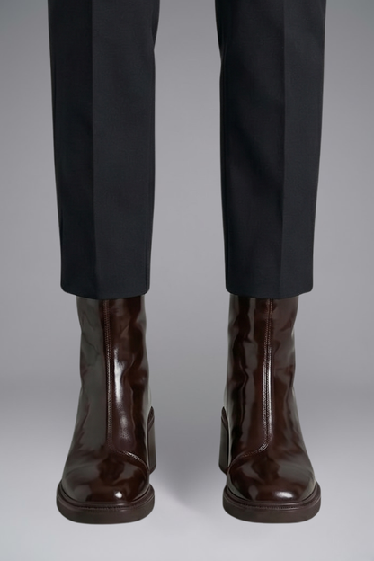 Delyth | Black Patent Ankle Boots with Block Heel 7