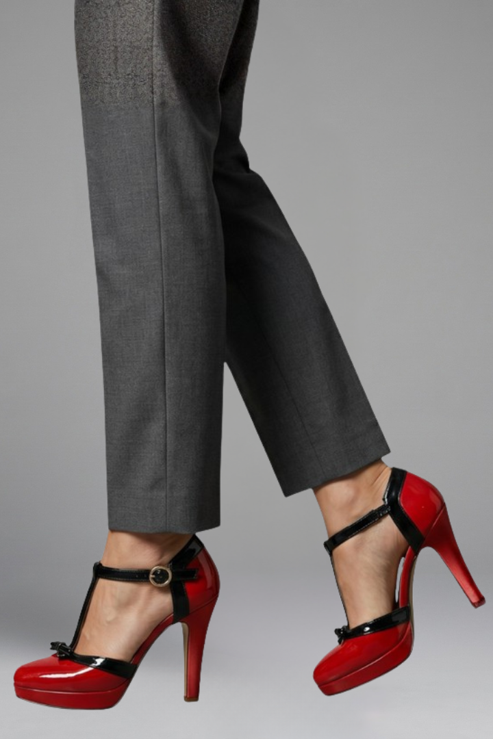 Suki | Red Patent T Strap Platform Heels with Bow 5