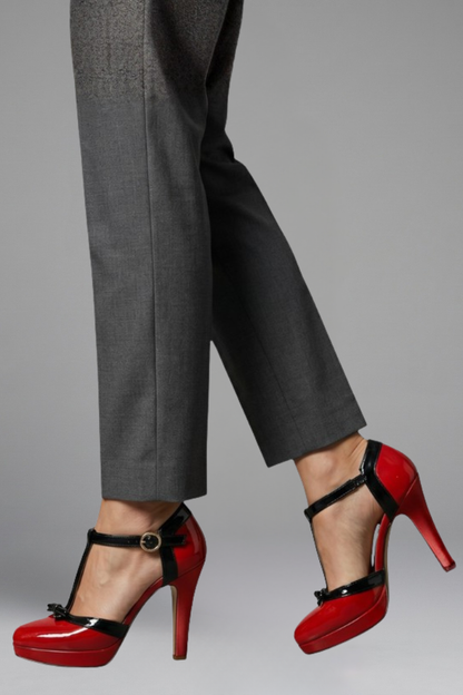 Suki | Red Patent T Strap Platform Heels with Bow 5