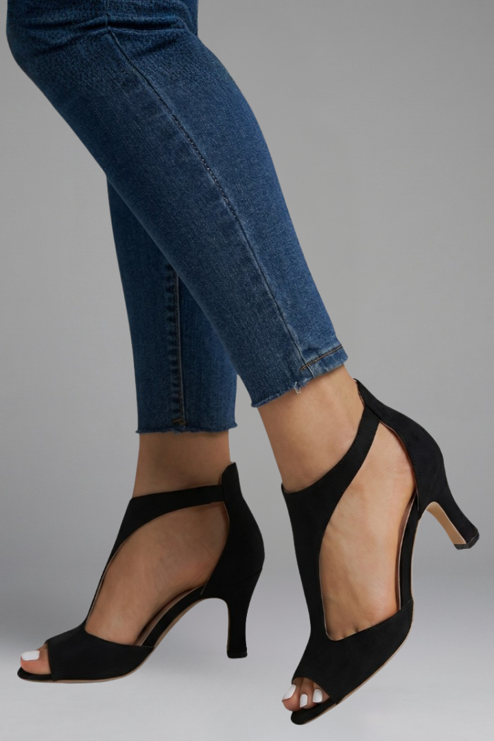 Bijou | Blush Shimmer Cutout Peep Toe Heeled Sandals 7